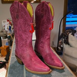 Justin LEATHER Boots. Women's Fuchsia (Pink)  Western Boots
